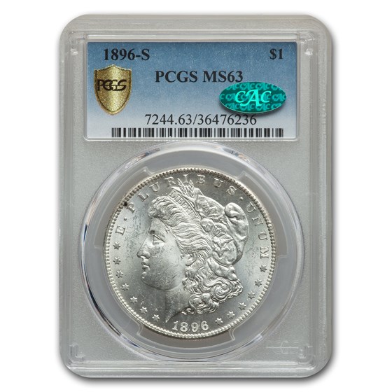 1896-S Morgan Dollar MS-63 PCGS CAC 1896-S Morgan Dollar MS-63 PCGS CAC